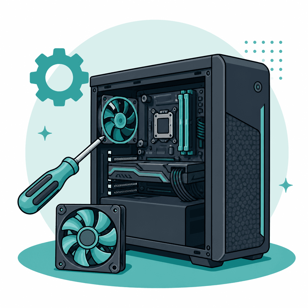 Illustration of a PC build in progress